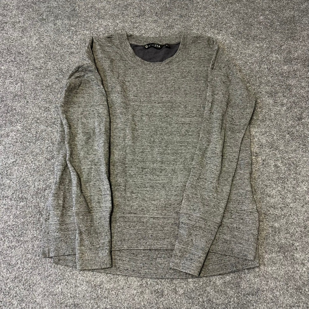 Athleta Sweatshirt Womens Size S Gray Heathered Fleece Thumbhole High-Low Hem